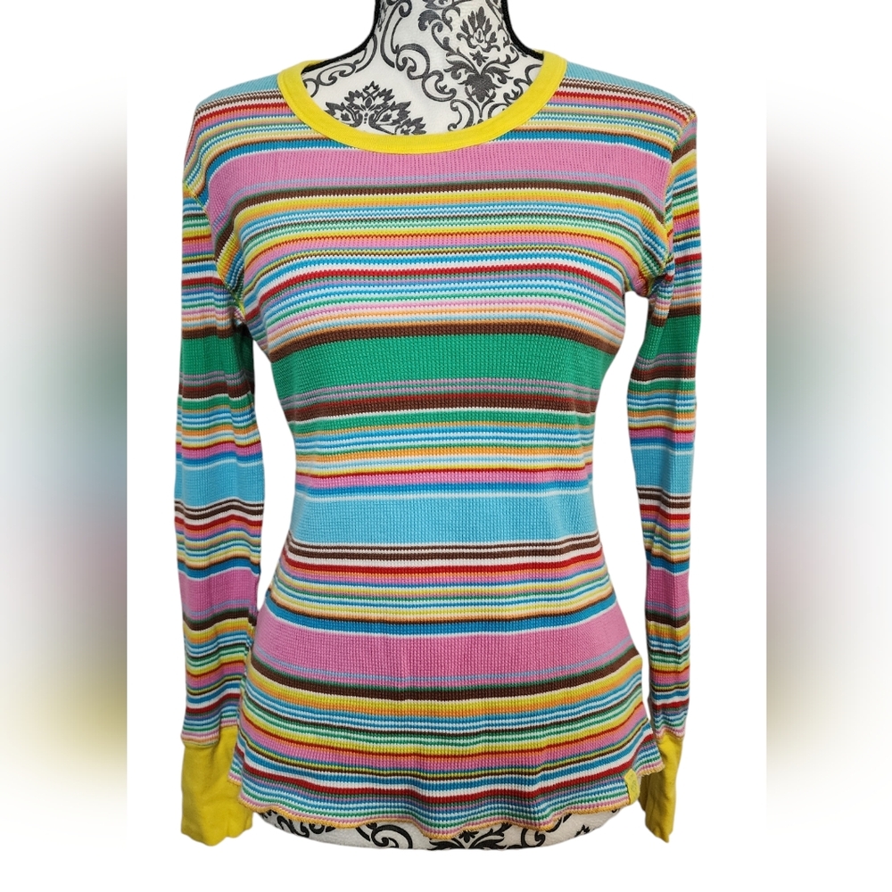 Victorias Secret Y2K Striped Long Sleeve Top size Small